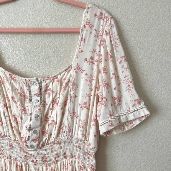 Free People Ditsy Floral Vintage Inspired Cottagecore Dandelion Mini Dress Ivory - Picture 8 of 15